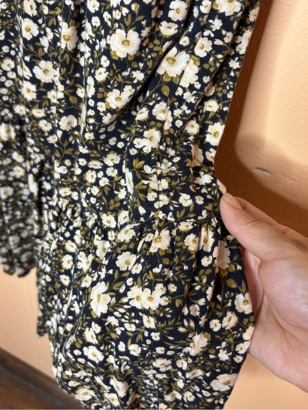 Old Navy Black Floral Long Sleeve Midi Dress